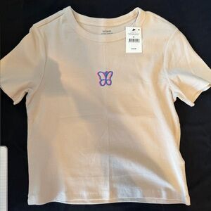 Cotton On Beige Short Sleeve Tee with Butterfly